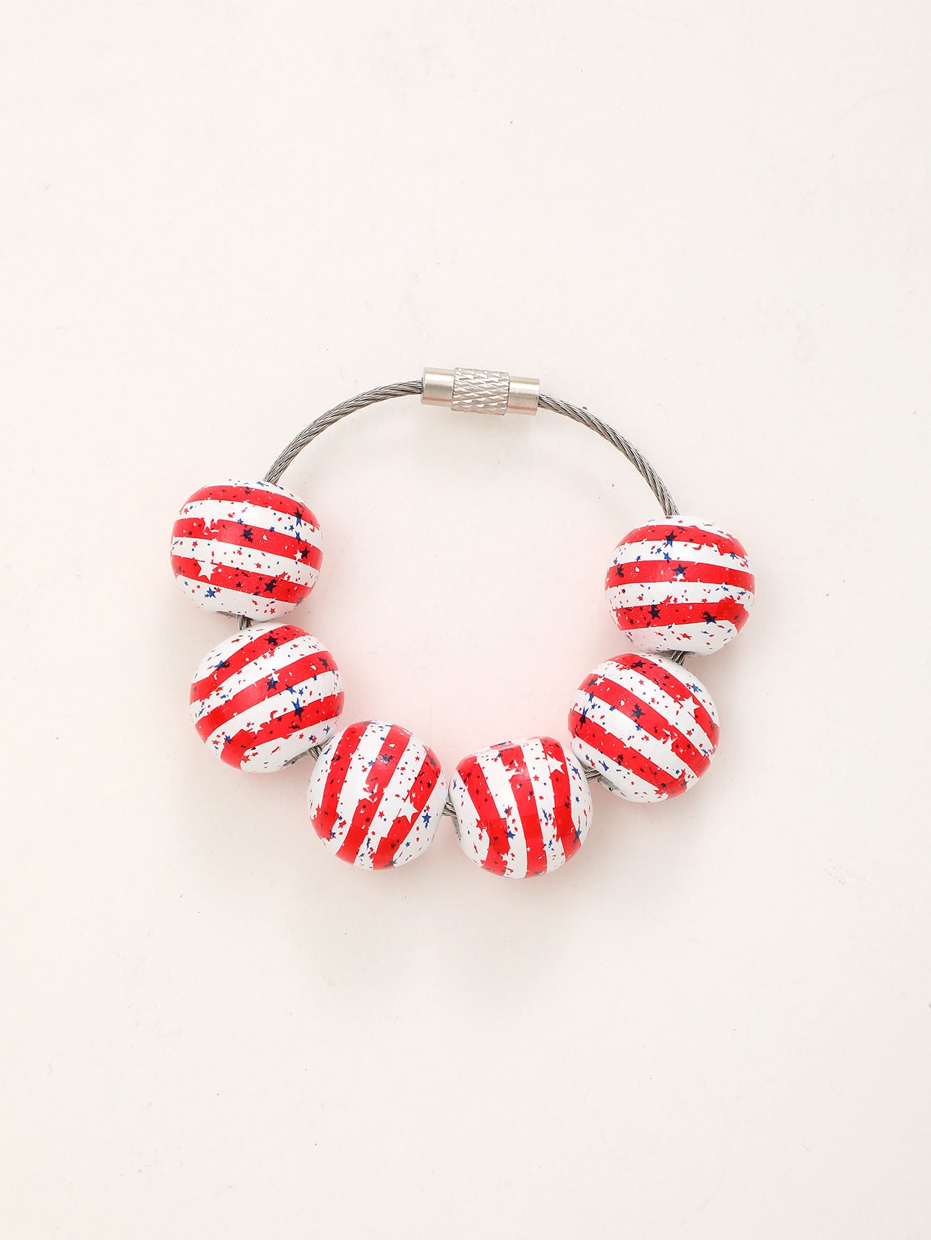 Wholesale American Independence Day Ball Series Wooden Beaded Keychain Decoration