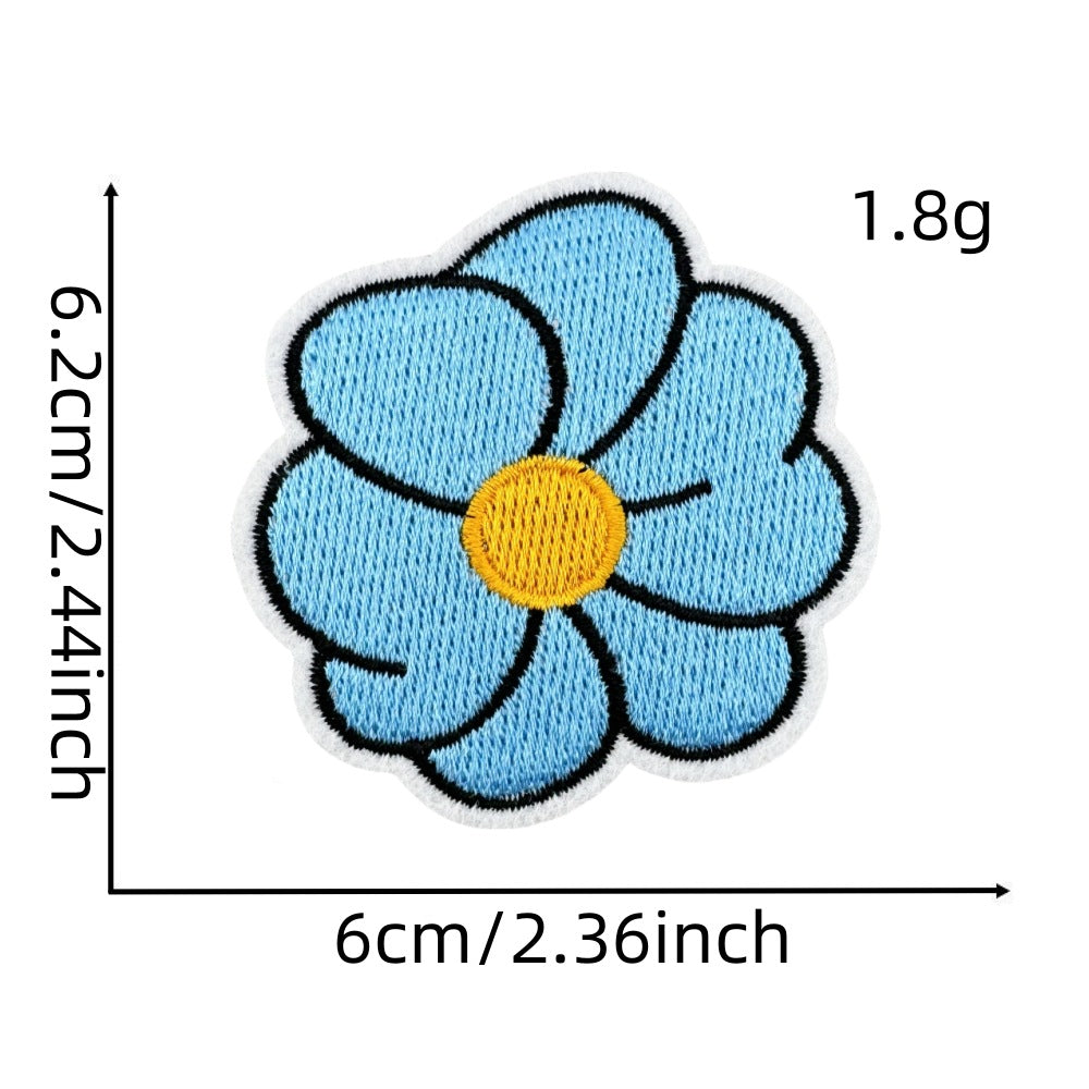 Wholesale Trendy Blue Series Embroidered Cartoon Candy Patches Cute Sew On Clothing Applique Everyday Craft Supply For Resale