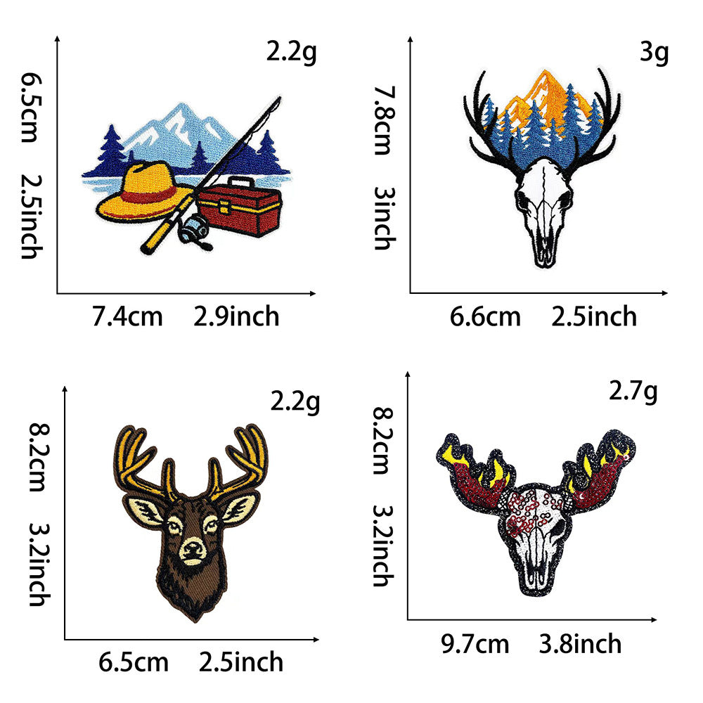 Wholesale Antler Fishing Rod Forest Outdoor Black DIY Patches