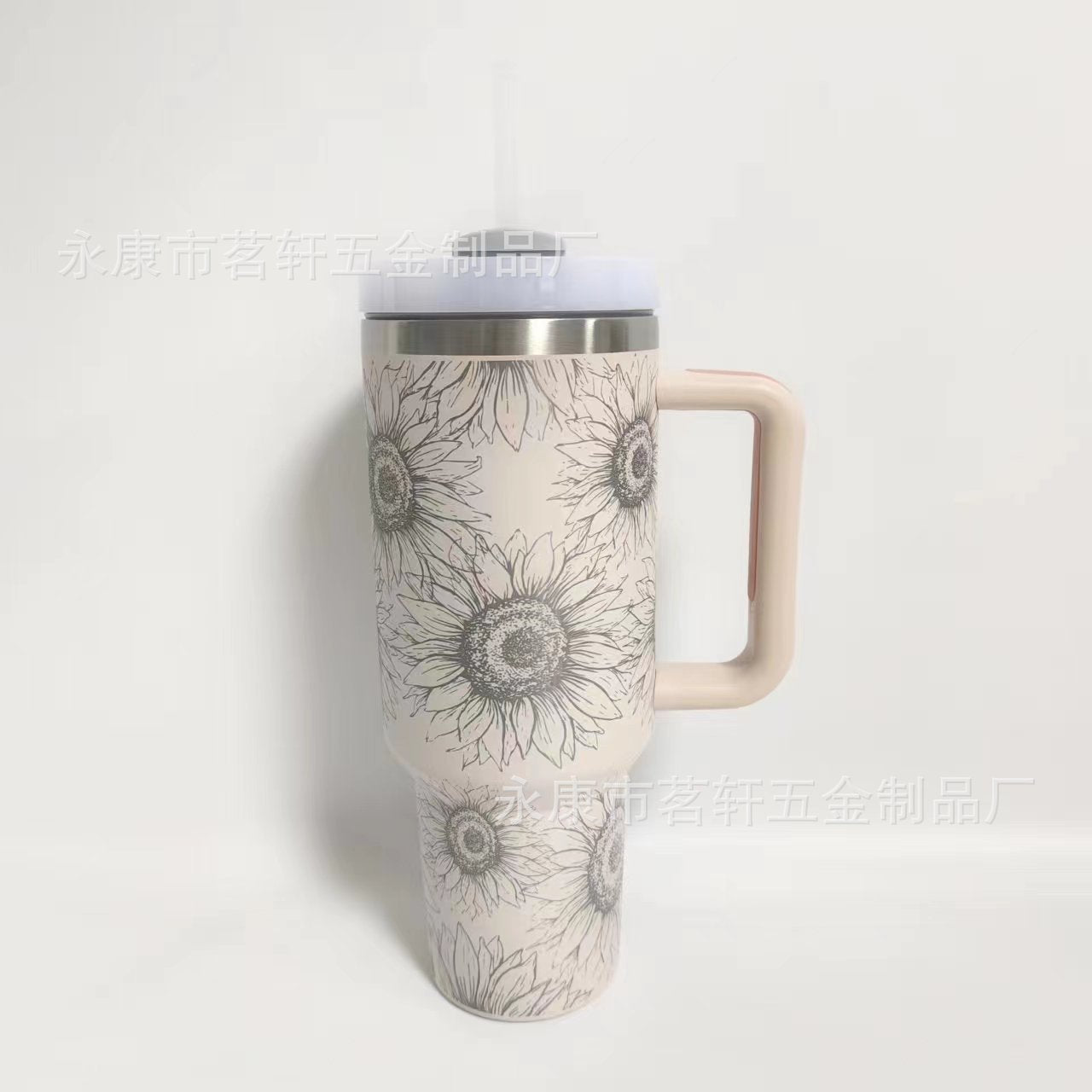 Wholesale Tumbler Ice Cup Laser Sunflower Car-mounted Stainless Steel Vacuum Insulated 40oz Handle Cup