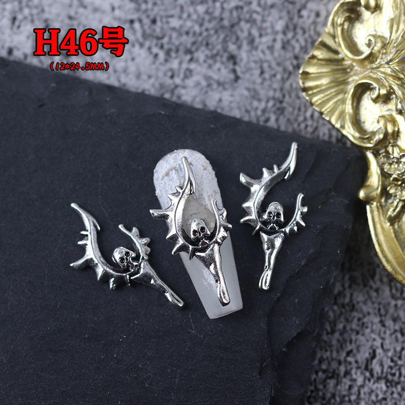 Wholesale Ancient Silver Alloy Angel Skull Nail Art Charms For  Dark Retro Style