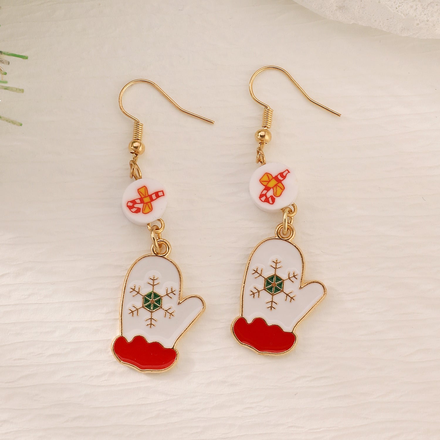 Wholesale Christmas Claus Snowflake Bow Flower Wreath Earrings