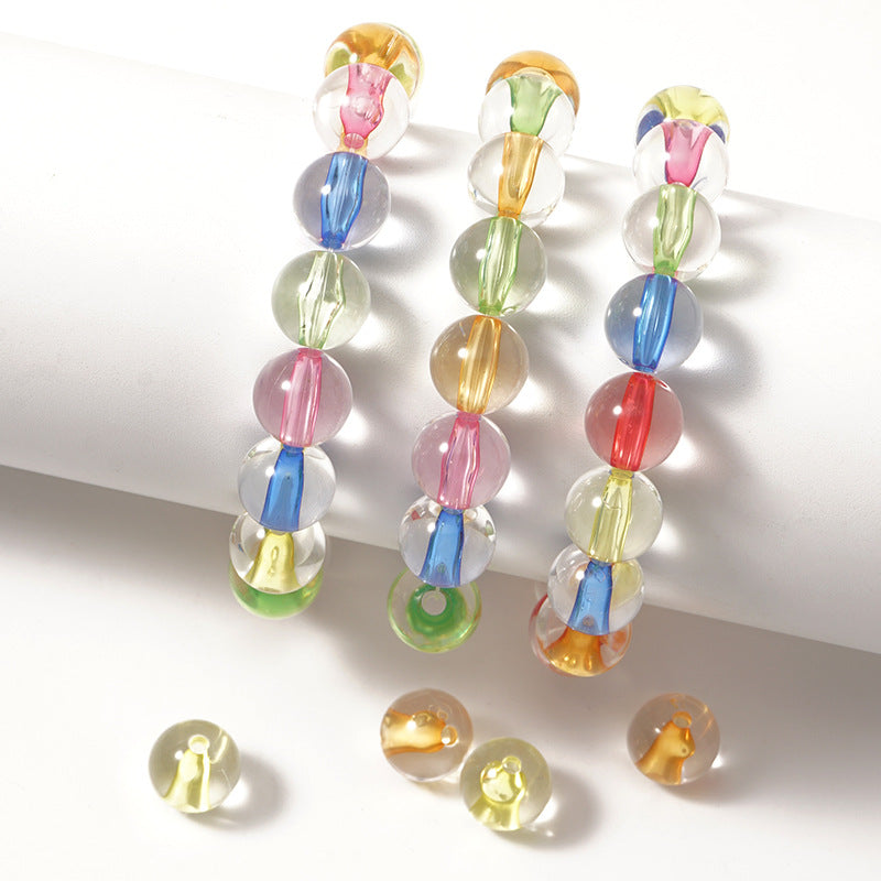 Wholesale 50-100PCS/PACK Acrylic Color Transparent Multi-Specification Dye Core Straight Hole Round Beads