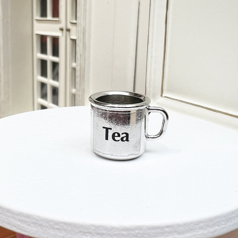 Wholesale 1:12 mini scene accessories props DIY silver small teacup