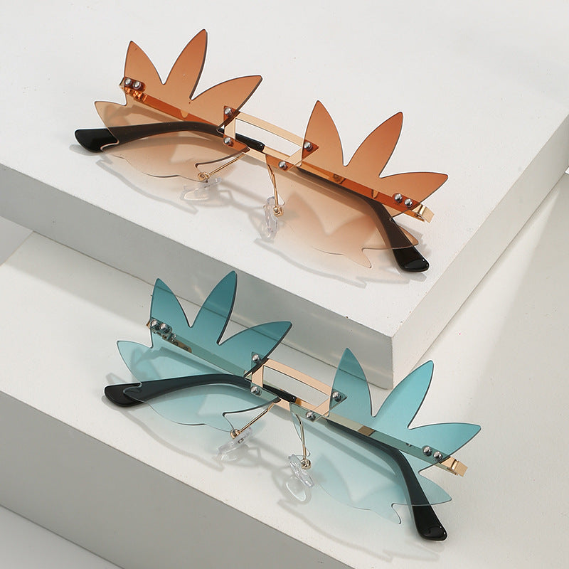 Wholesale Natural Style Leaf Hip-hop Sunglasses