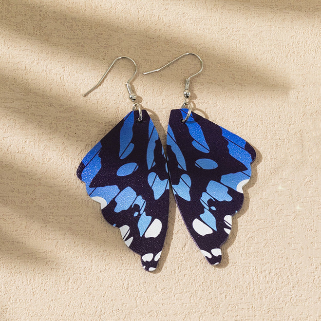 Wholesale Painted Butterfly PU Leather Earrings