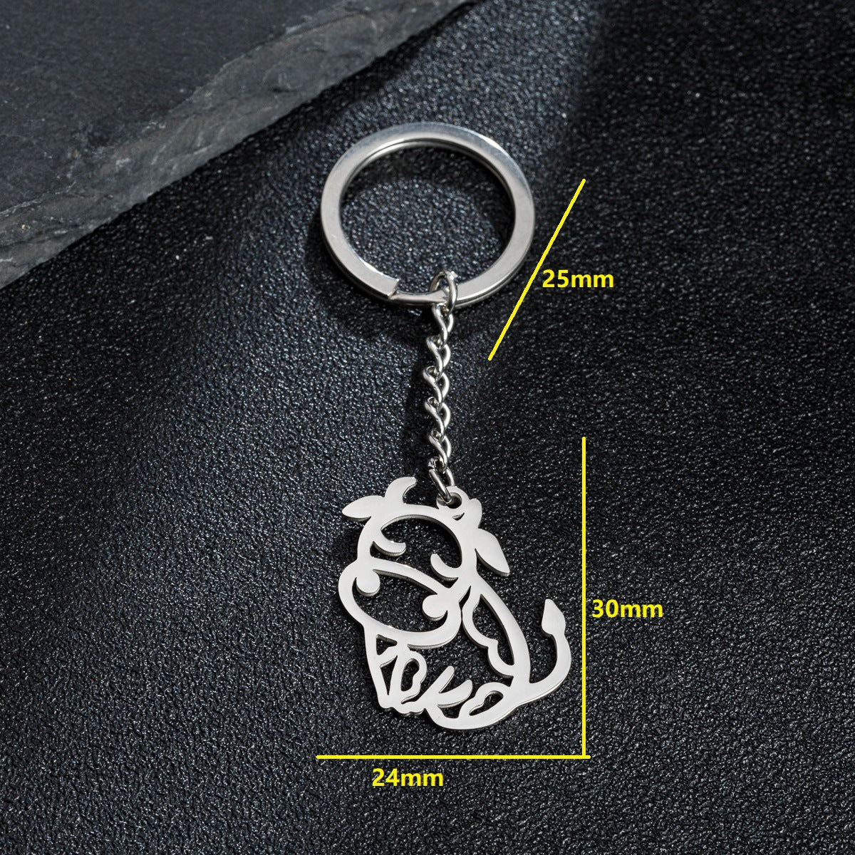 Wholesale Stainless Steel Hollow Cute Cartoon Calf Keychain