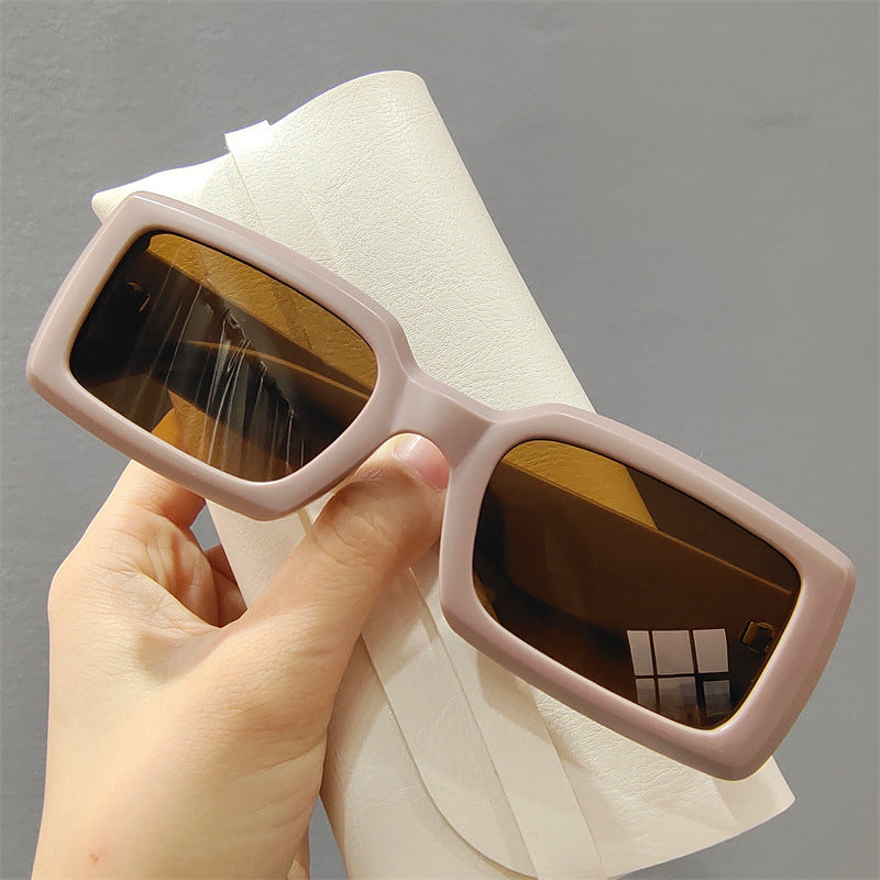 Wholesale Frosted Square Frame Square PU Sunglasses