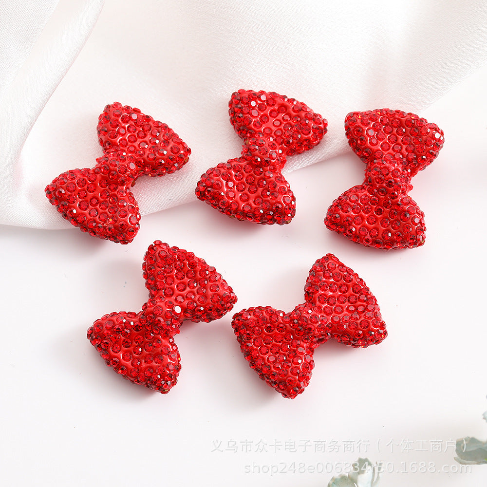 Wholesale 20pcs Gypsophila Clay Straight Hole Bow 29* 21 Bow Tie  Beaded