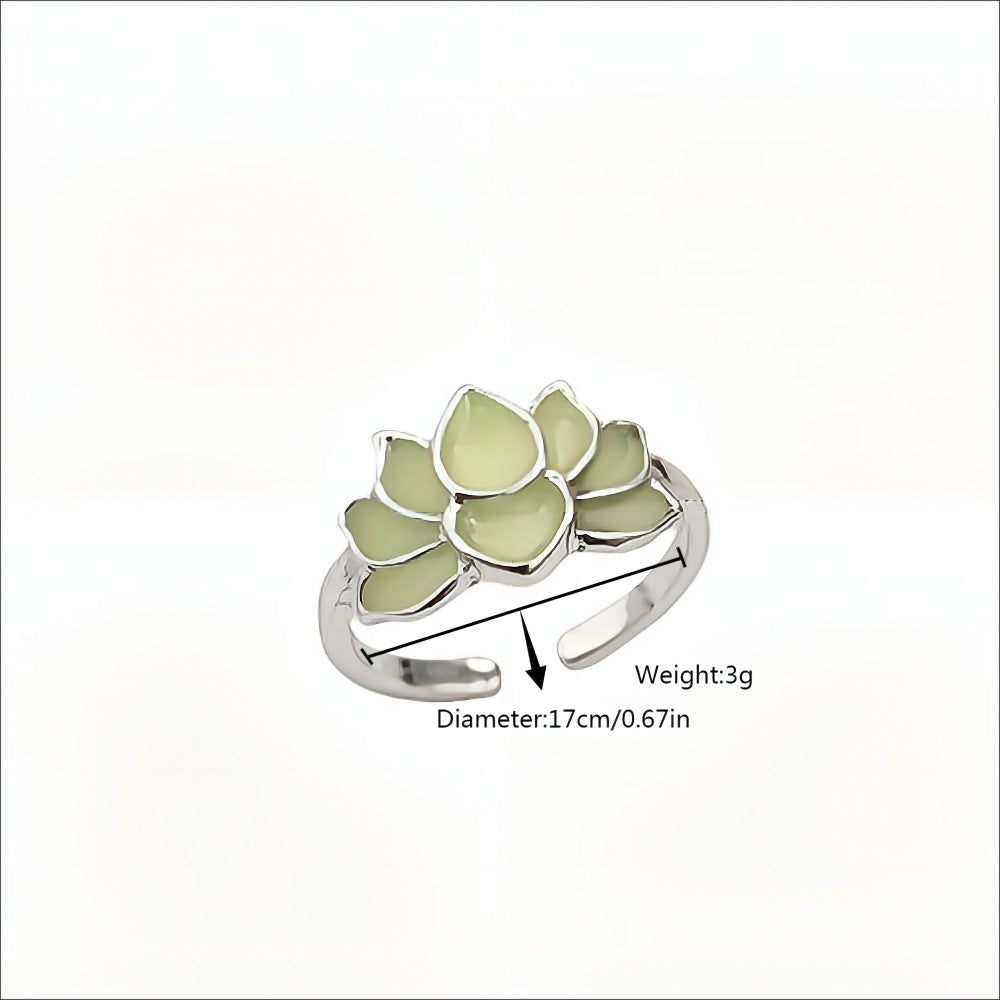 Wholesale Luminous Blooming Lotus Energy Adjustable rings