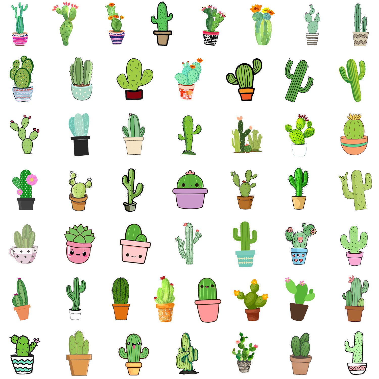 Wholesale 50pcs small fresh cactus graffiti stickers