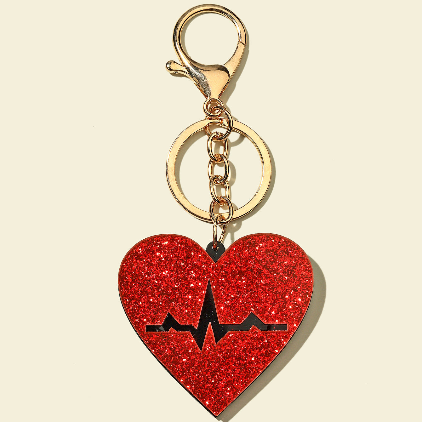 Wholesale Sparkling Pink Love Shaped Acrylic Keychains