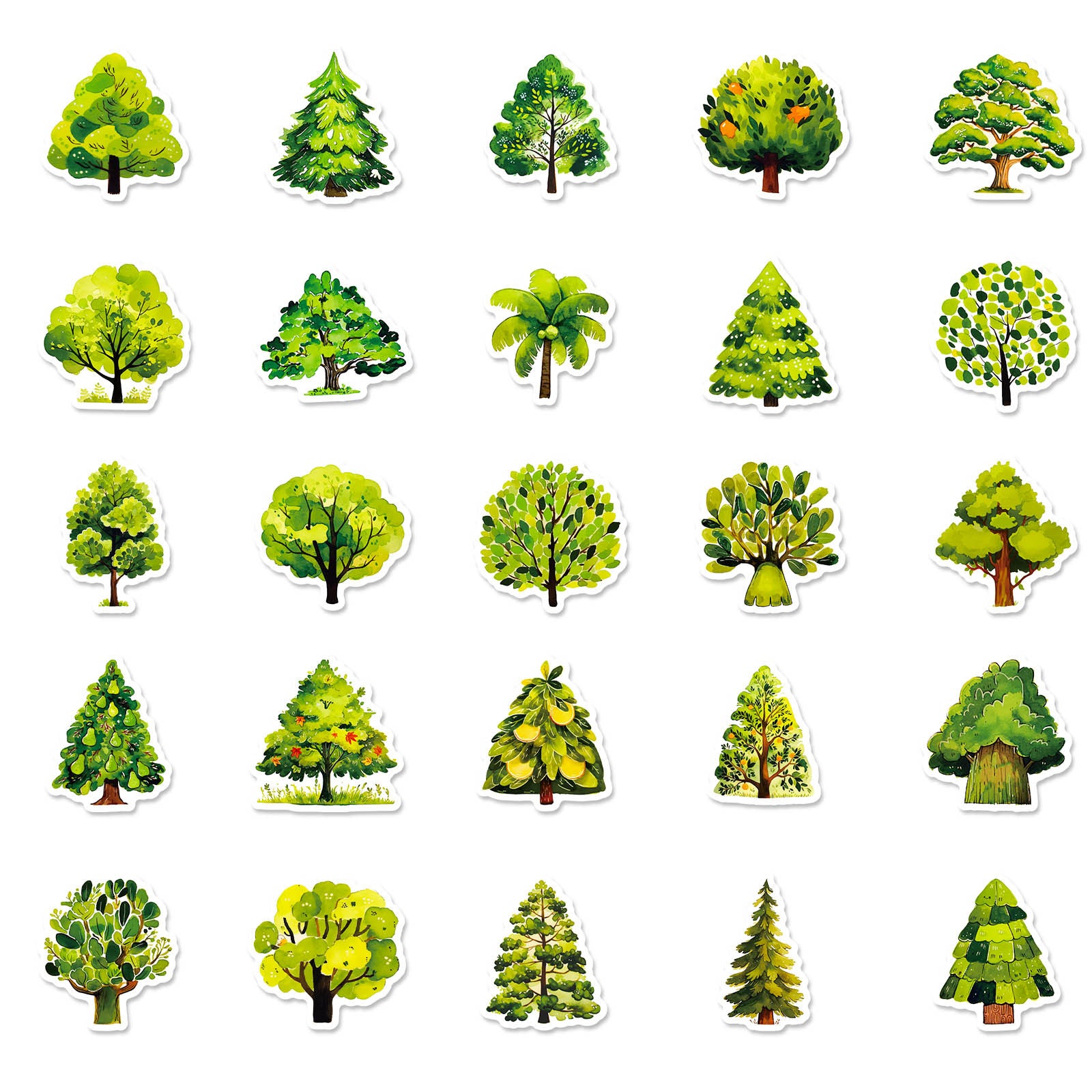 Wholesale 50 Cute Cartoon Green Trees Graffiti Stickers