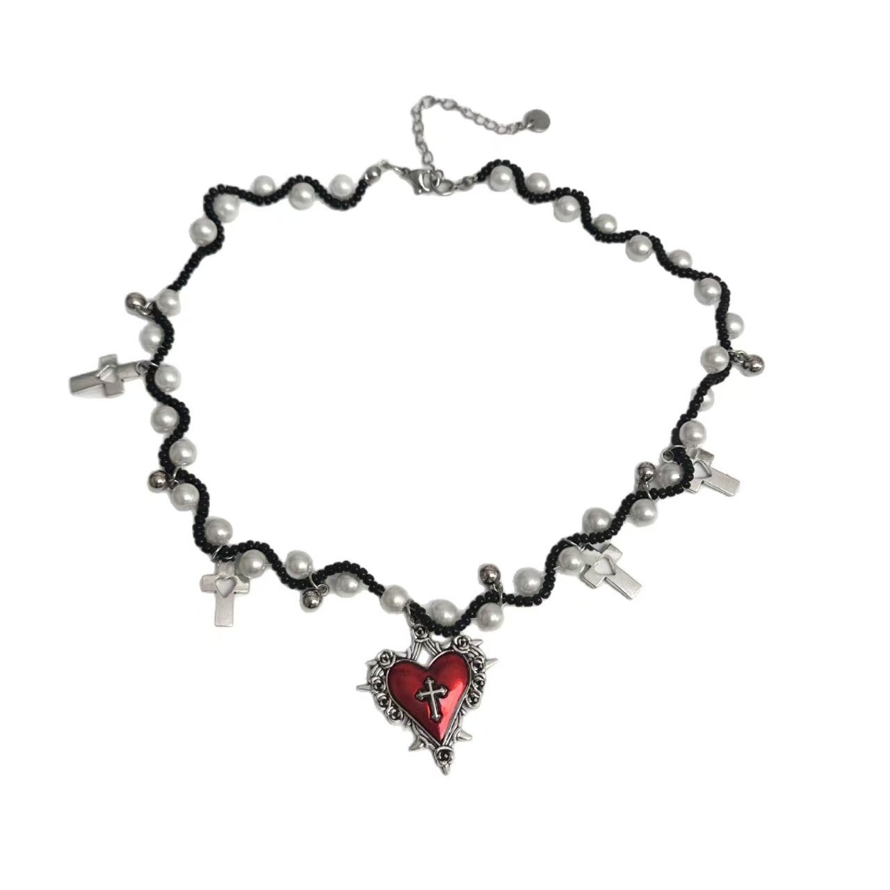 Wholesale Pearl Cross Round Bead tassel Pendant Necklace