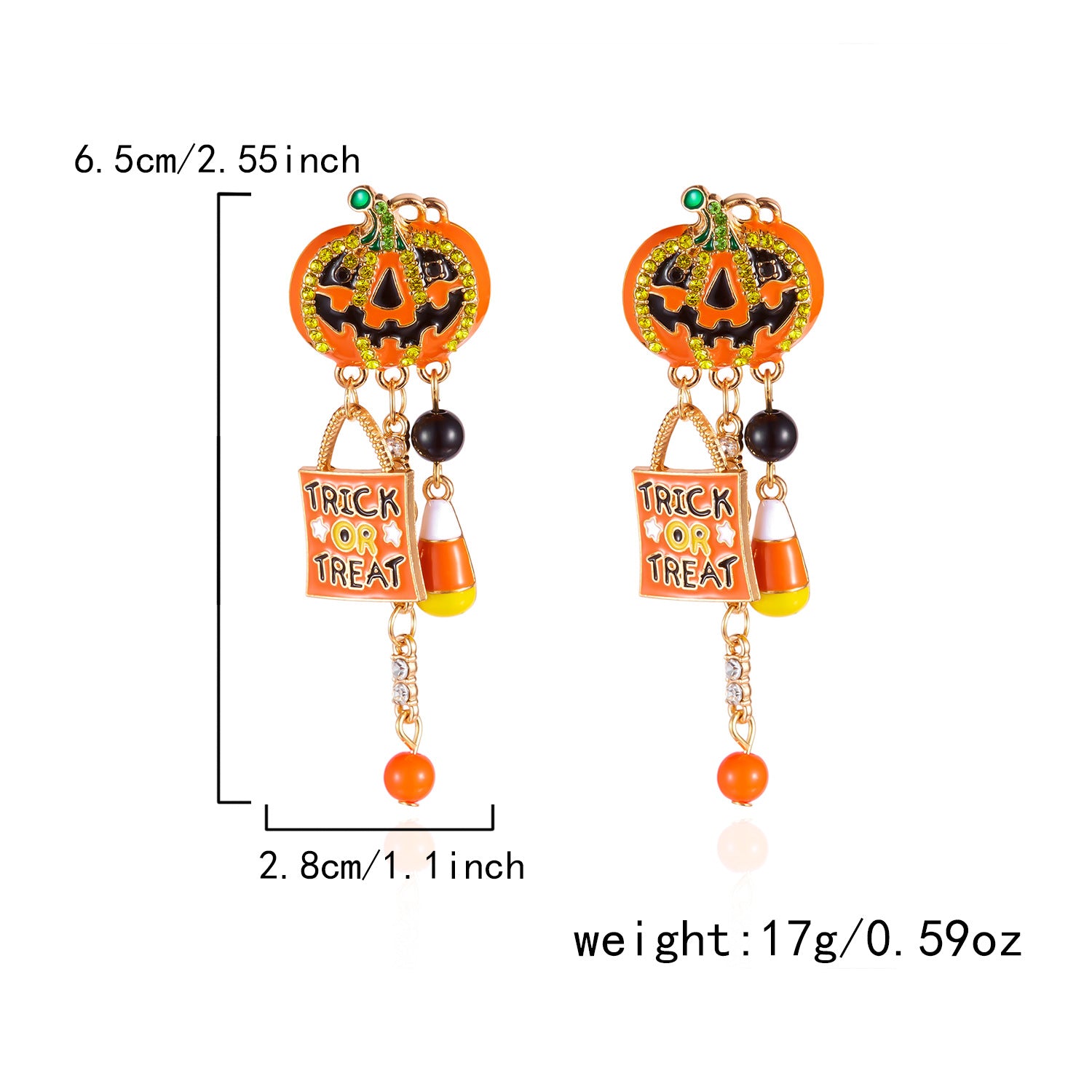 Wholesale Oil-dripped diamond pumpkin earrings  tassel earrings