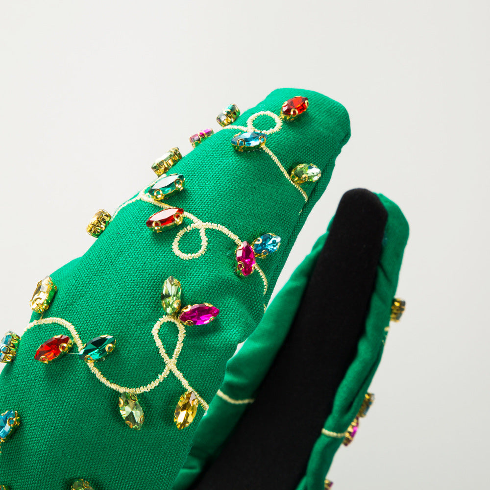 Wholesale Baroque Hand-stitched Glass Diamond Flower Headband