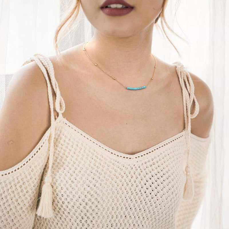 Wholesale Turquoise Fashion Copper Plated 14k Gold Necklace