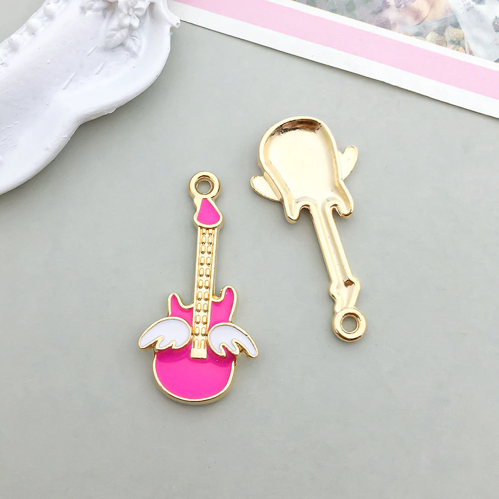 Wholesale Mix 30 Rose Red Drip Oil Alloy Cute Cartoon Simulation Heart Pendant