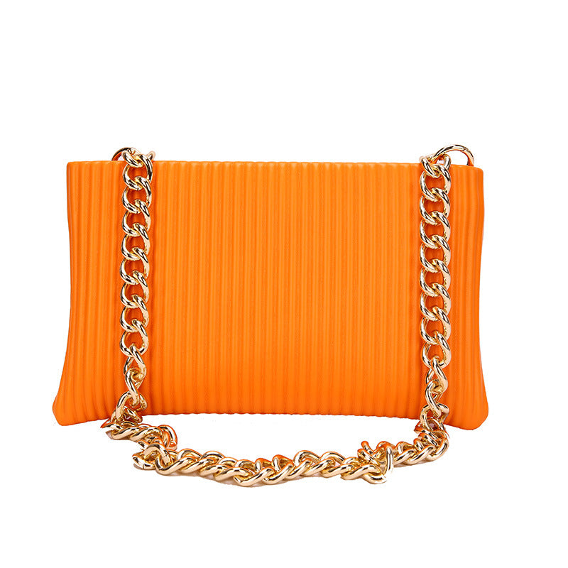 Wholesale PU Simple Soft Leather Bag Casual Pleated Chain Bag Crossbody Bag