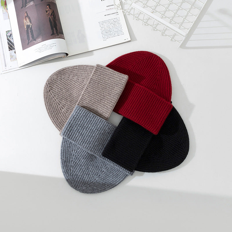 Wholesale Autumn and Winter Ultra-fine Pure Wool Solid Color Beanie