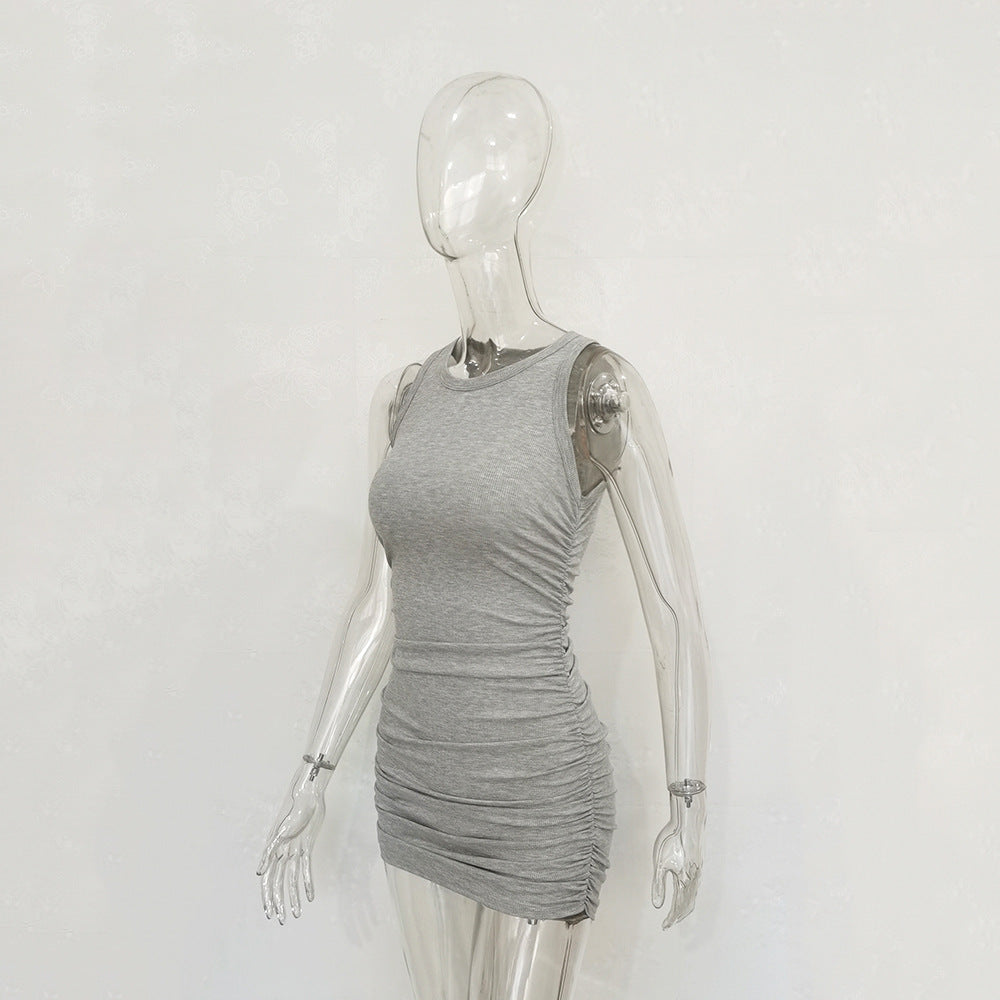 Wholesale Pleated Ribbed Fitted Dress