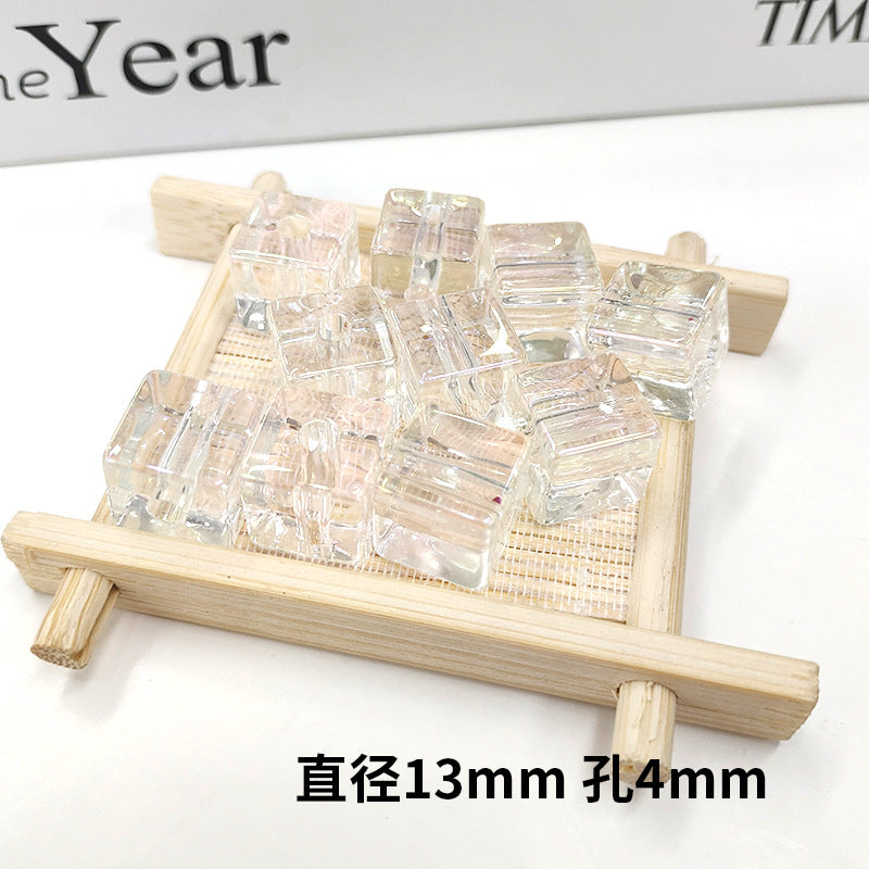 Wholesale 100PCS/Pack Colorful Transparent UV Square 13mm DIY Acrylic Beads