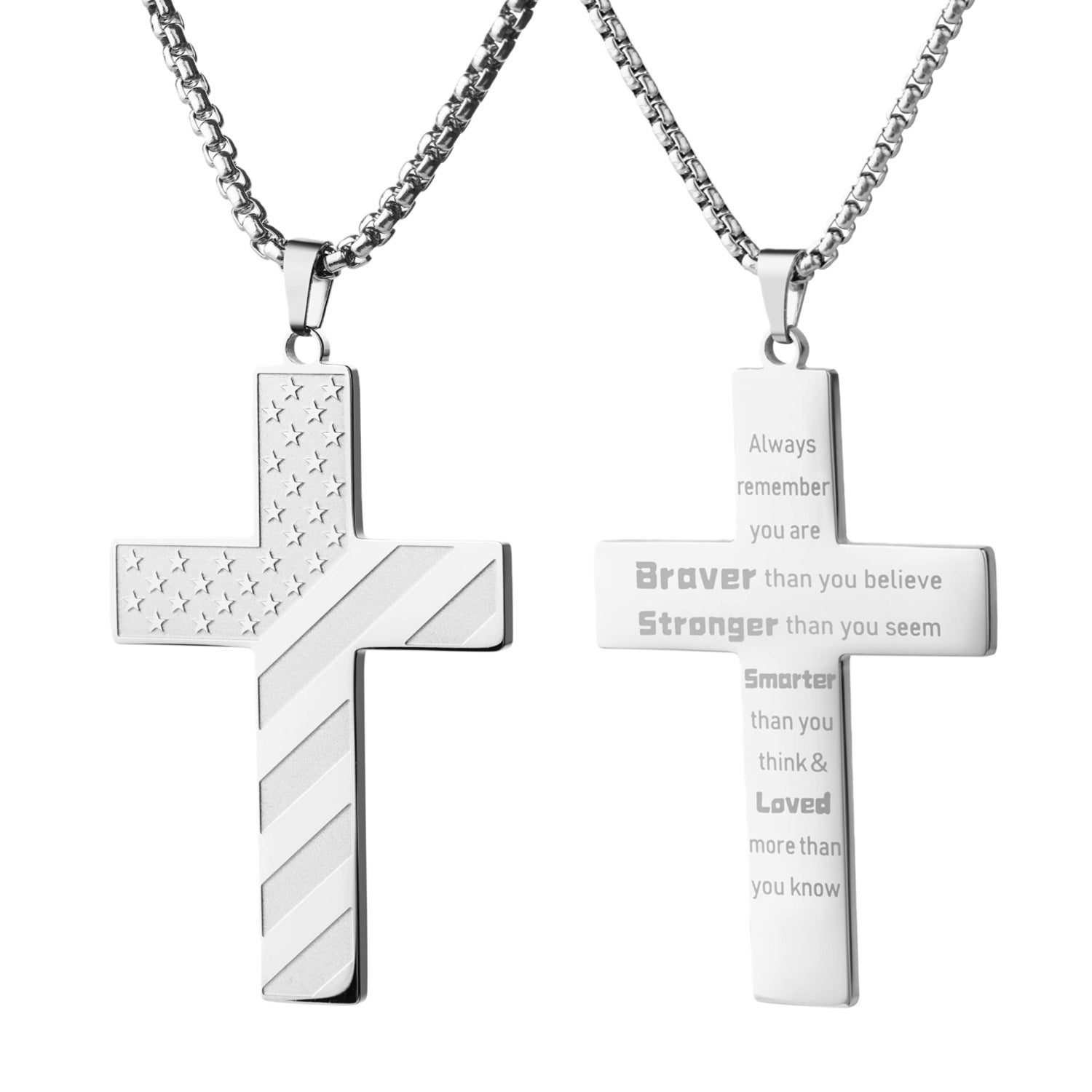 Wholesale  American Flag Star and Stripe Cross Stainless Steel P Necklace