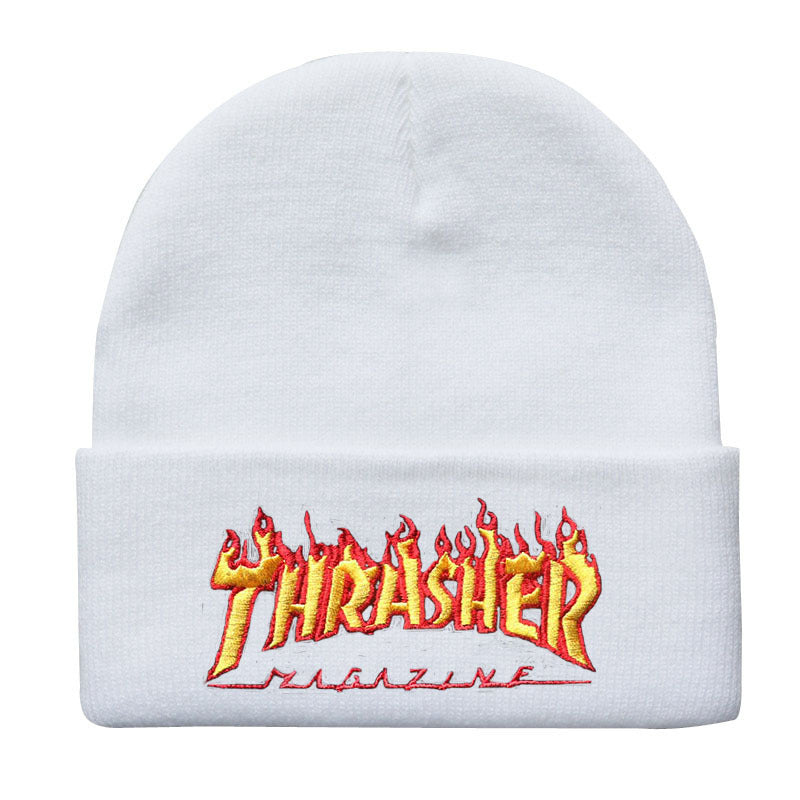 Wholesale Flame Letter Embroidery Autumn and Winter Beanie