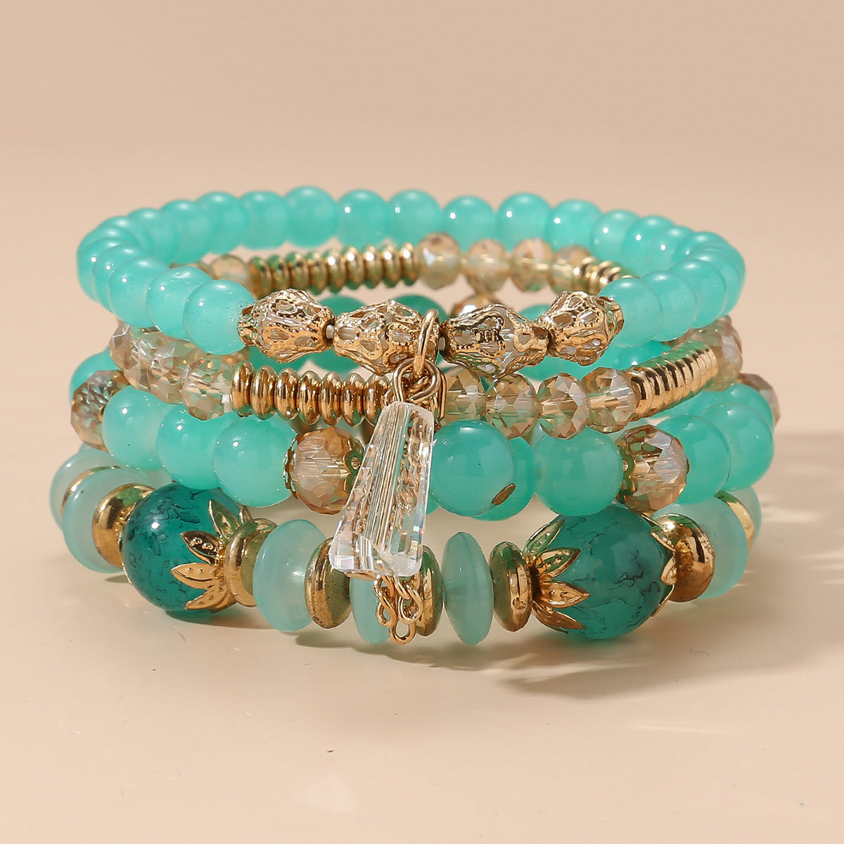 Wholesale Bohemian Crystal Beaded Bracelet suit Colorful Multi-layer Bracelet