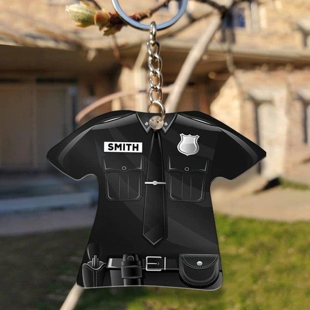Wholesale Police Acrylic Flat Backpack Keychain