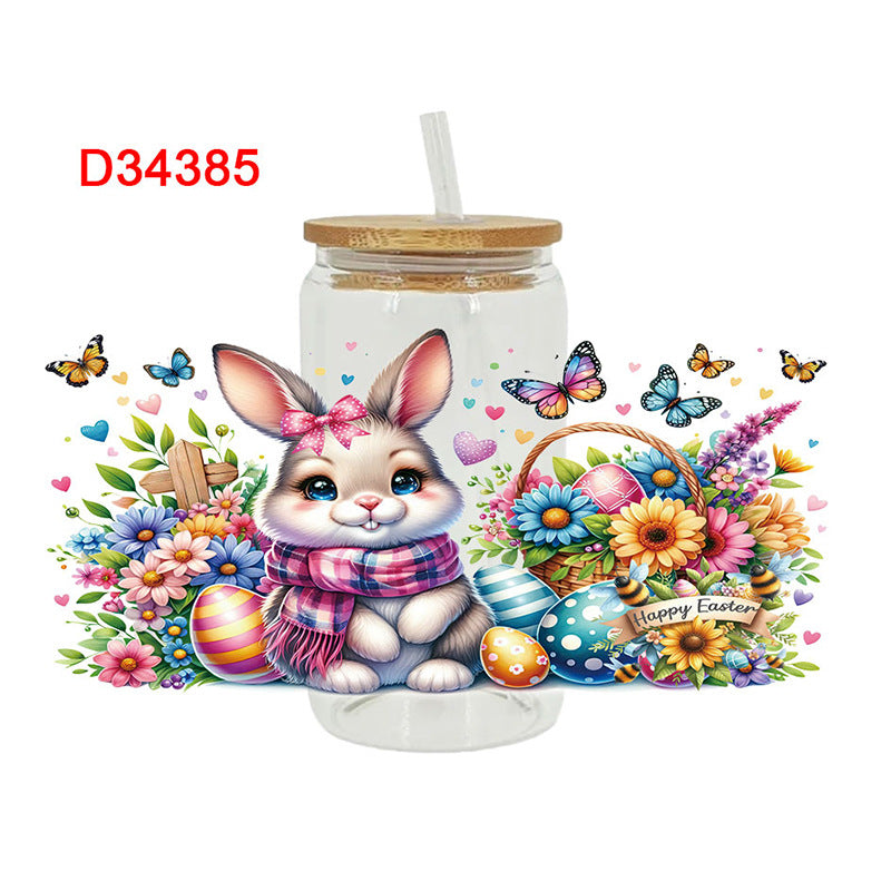 Wholesale Colorful flowers cute animals 16oz Cup UV DTF Wraps
