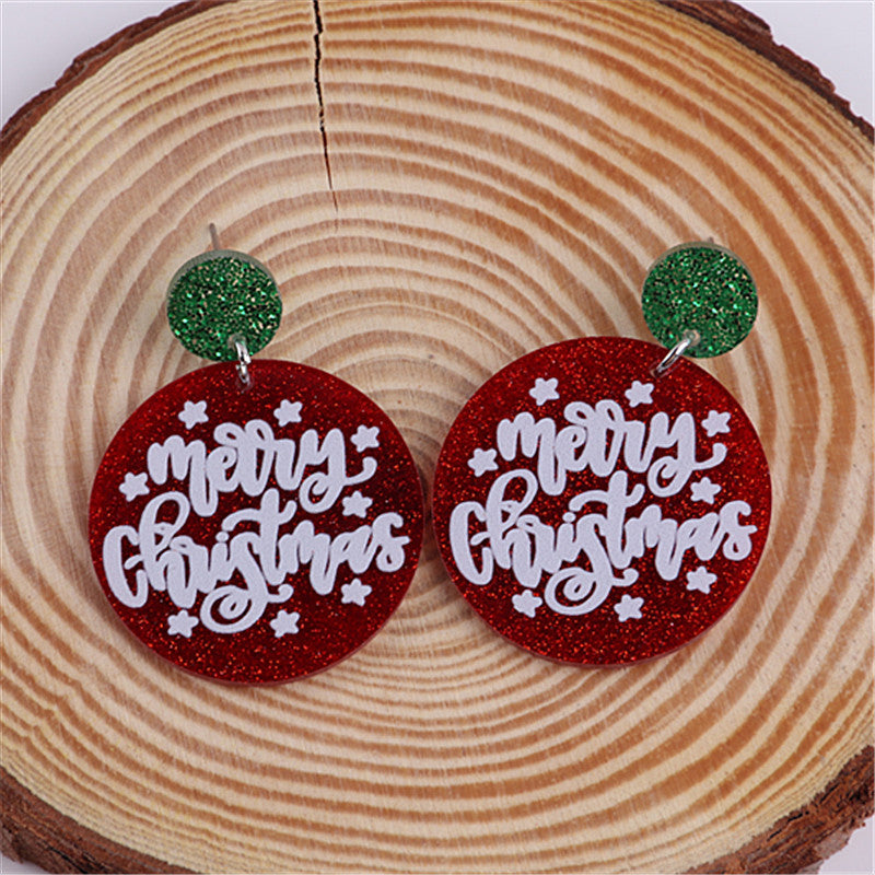 Wholesale Christmas Dinosaur Snowflake Acrylic Earrings