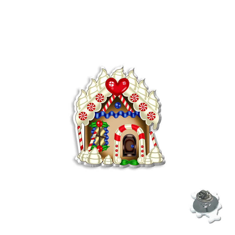 Wholesale Cartoon Christmas Series Brooches Christmas House Badges