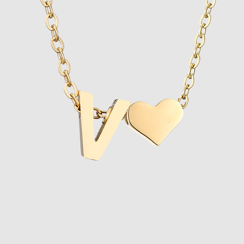 Wholesale Heart Letter Pendant Gold Plated Necklaces