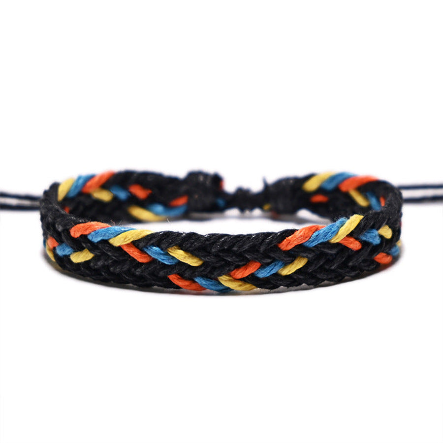 Wholesale Colorful Summer Hand-woven Waxed Cord Bracelet