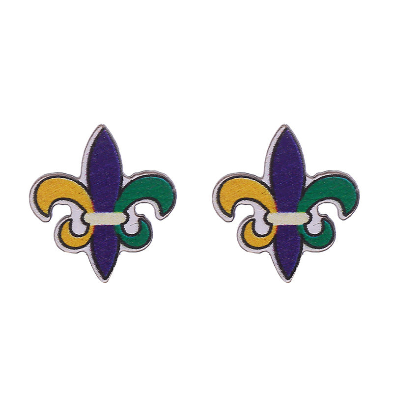 Wholesale Carnival Masquerade Party Clover  Mardi Gras Earrings