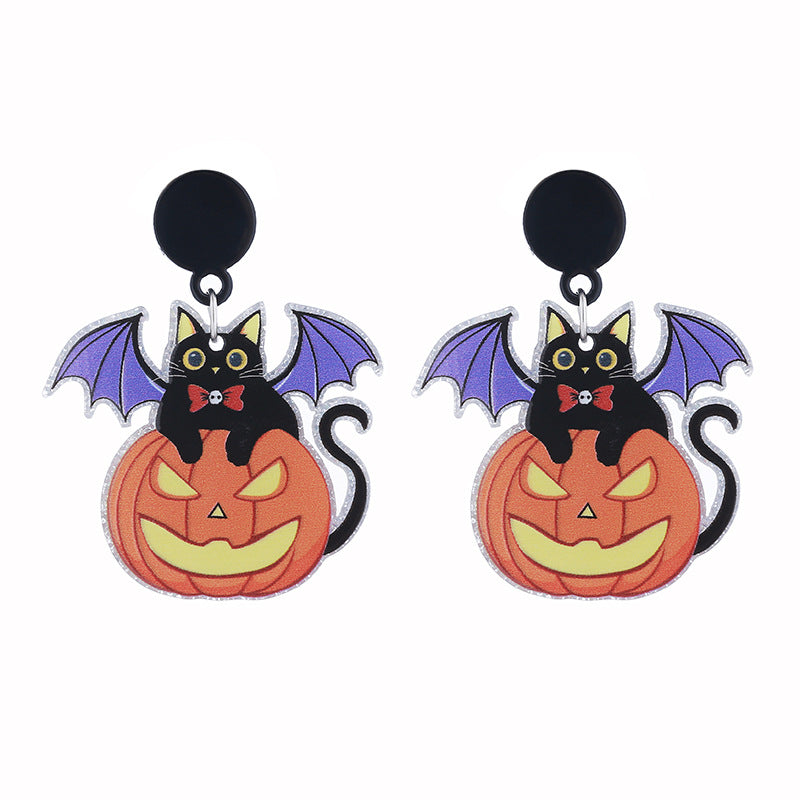 Wholesale  series acrylic earrings ghost pumpkin cartoon bat