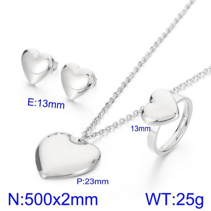 Wholesale Heart Shape Necklace Earrings Jewelry Gold Plated Set