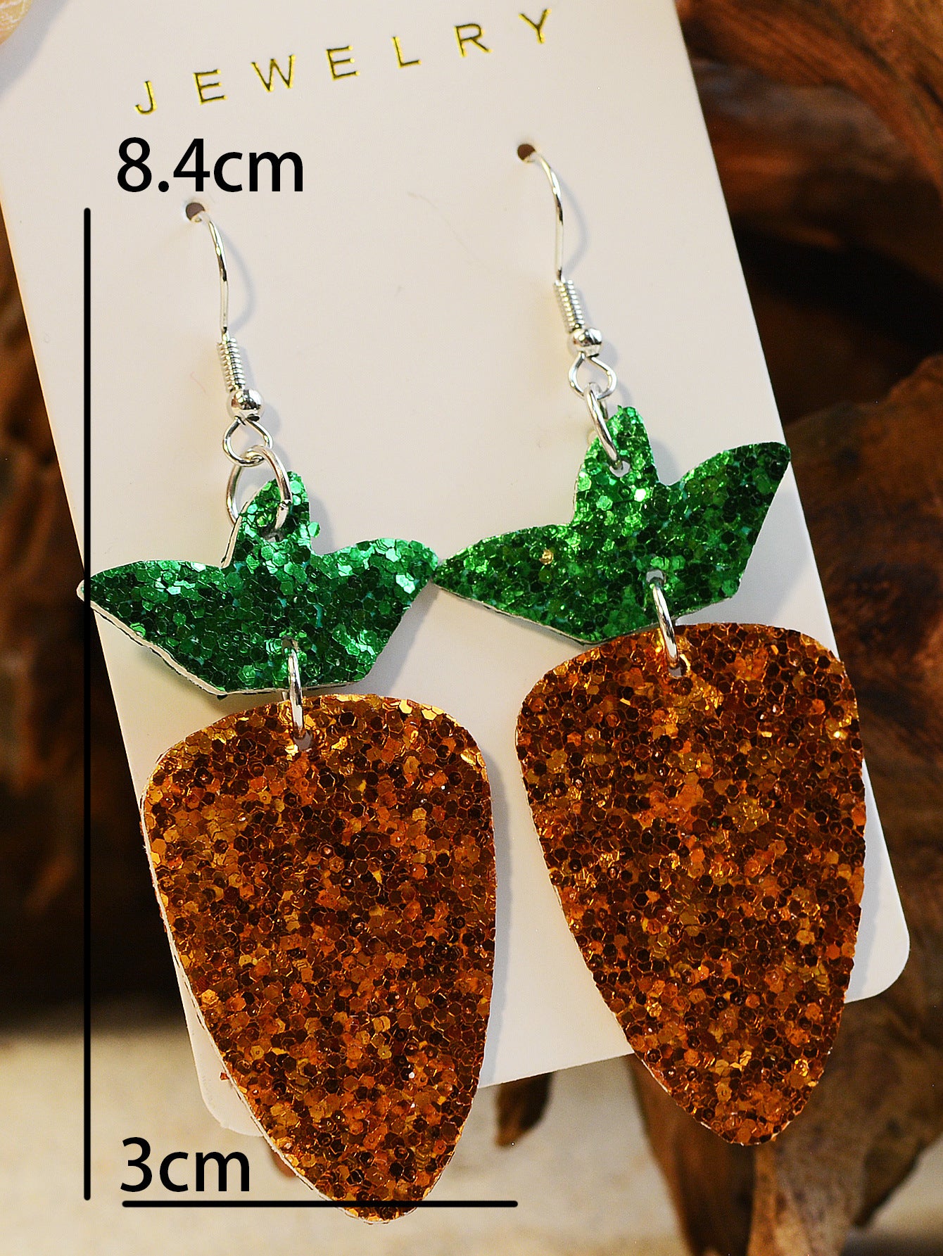 Wholesale Easter Carrots Gretel Sequin Leather Earrings