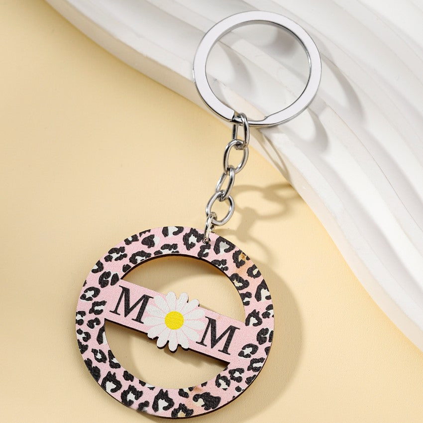 Wholesale Mother's Day MAMA Butterfly Daisy Wooden Keychain