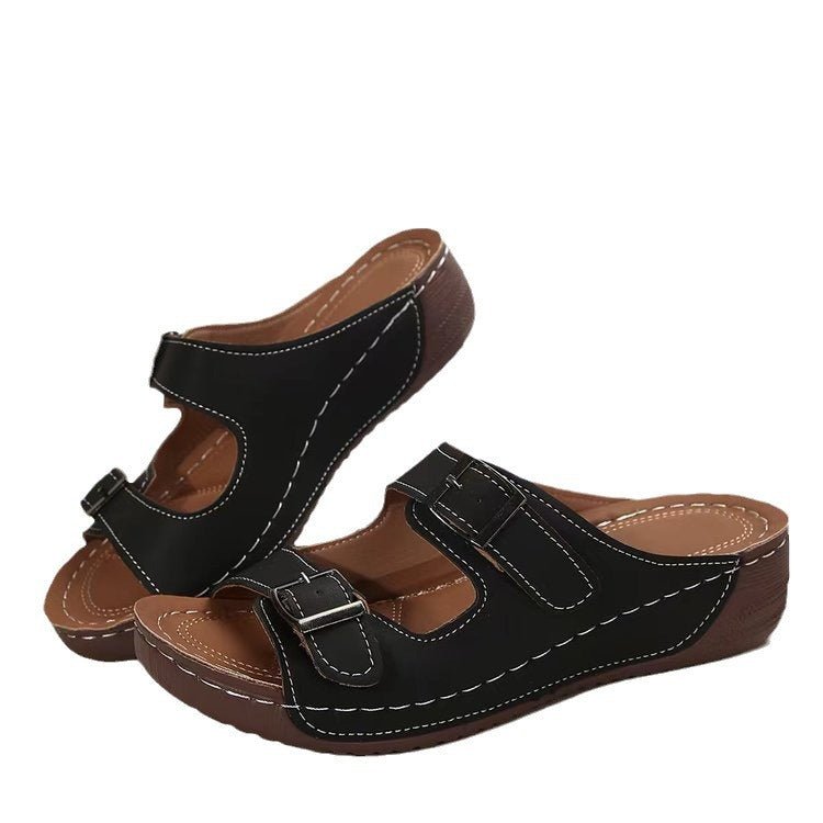 Wholesale plus size Slippers Women's Wedge Flower Bohemian Women's Shoes