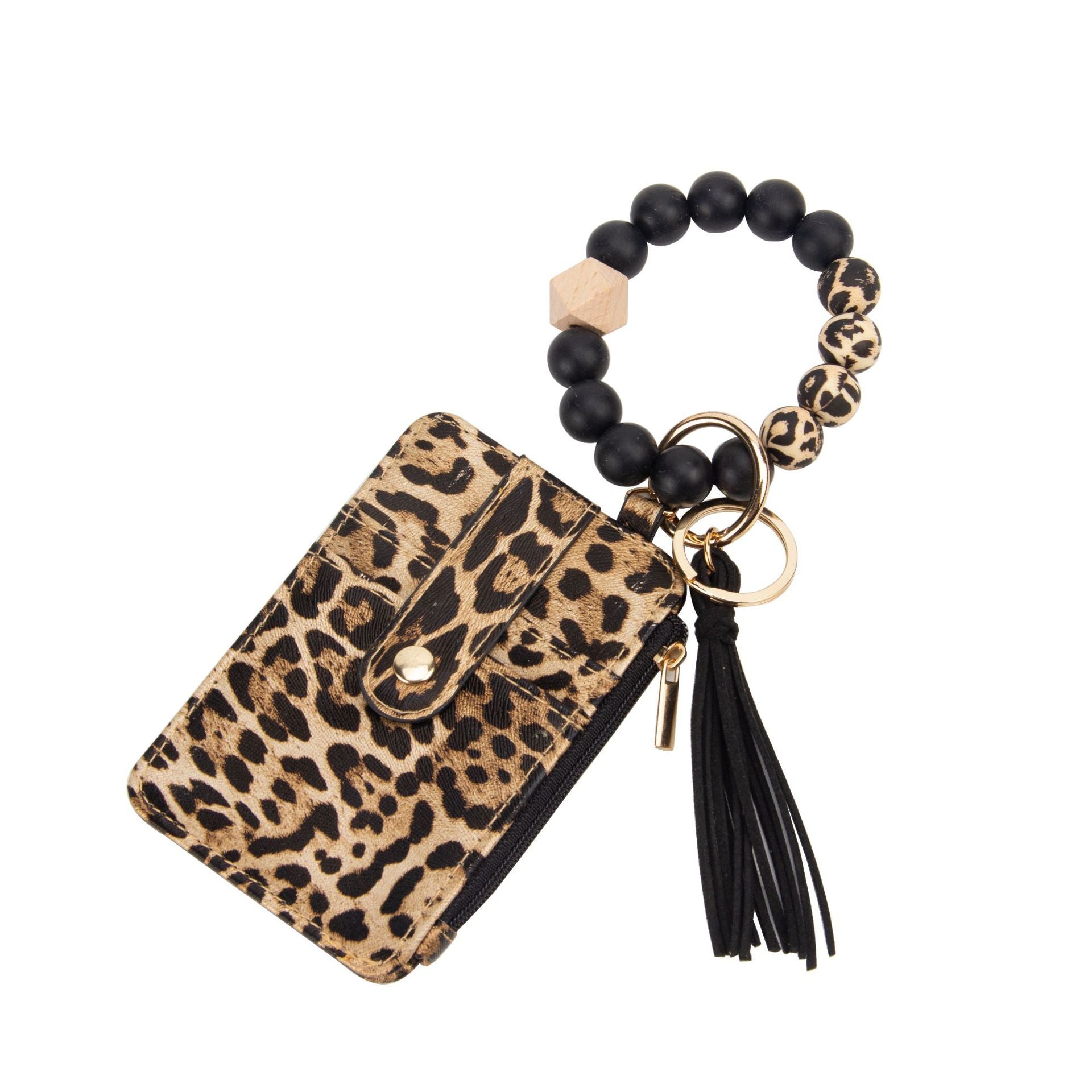 Wholesale Zero Wallet, Wooden Bead Card Bag, Silicone Wrist Keychain