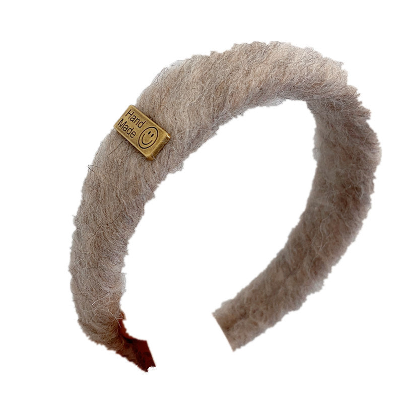 Wholesale Autumn and Winter Letter Sticker Mink Hair Sponge Headband