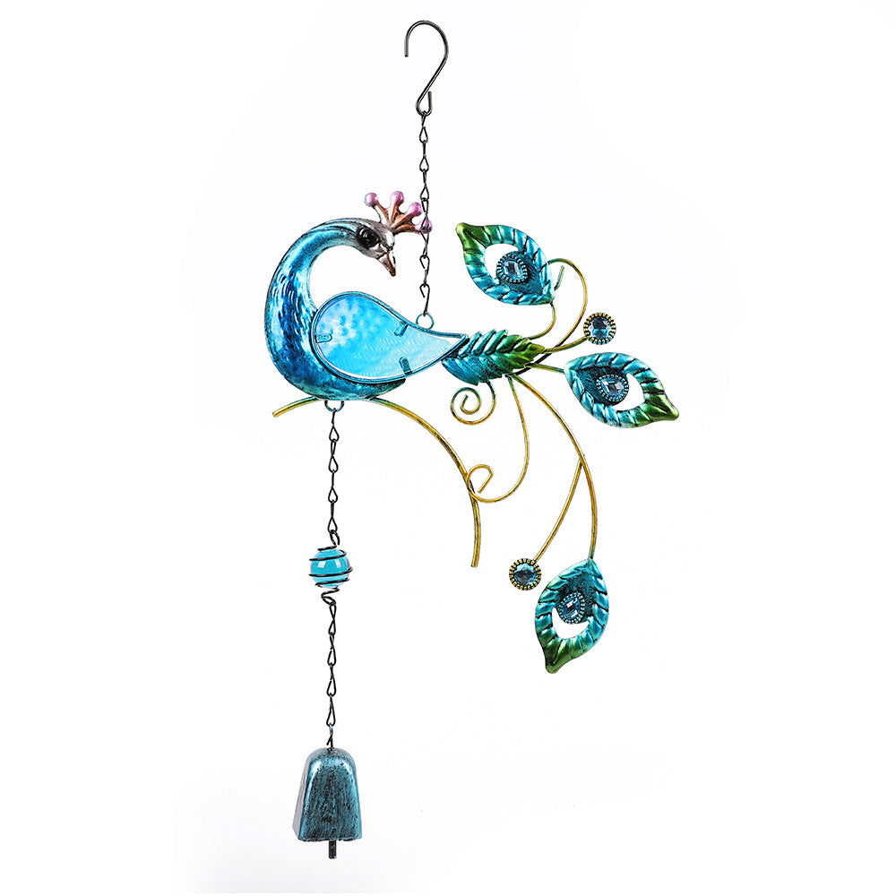 Wholesale Peacock wind chime creative metal glass painted pendant
