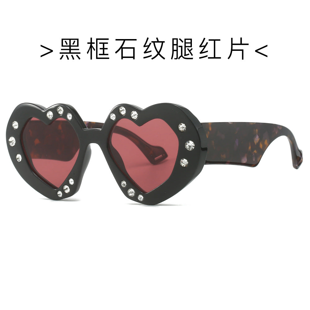 Wholesale Diamond Heart Leopard Print Sunglasses