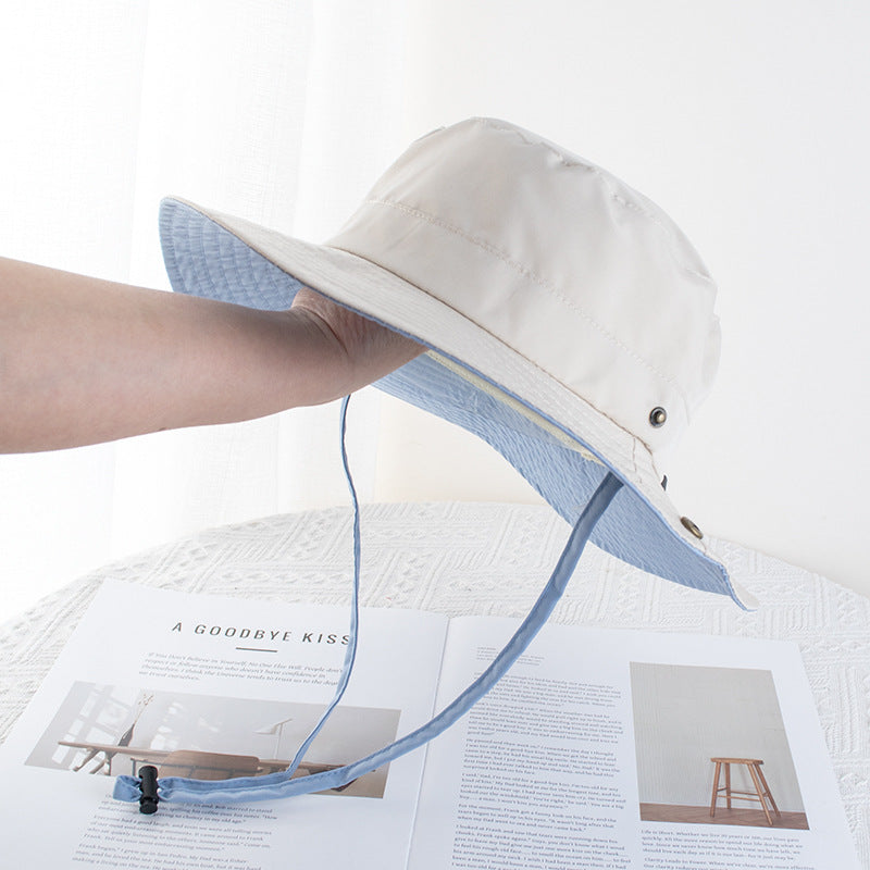 Wholesale Color Matching Drawstring Quick-drying Fisherman Large Brim Sun Hat