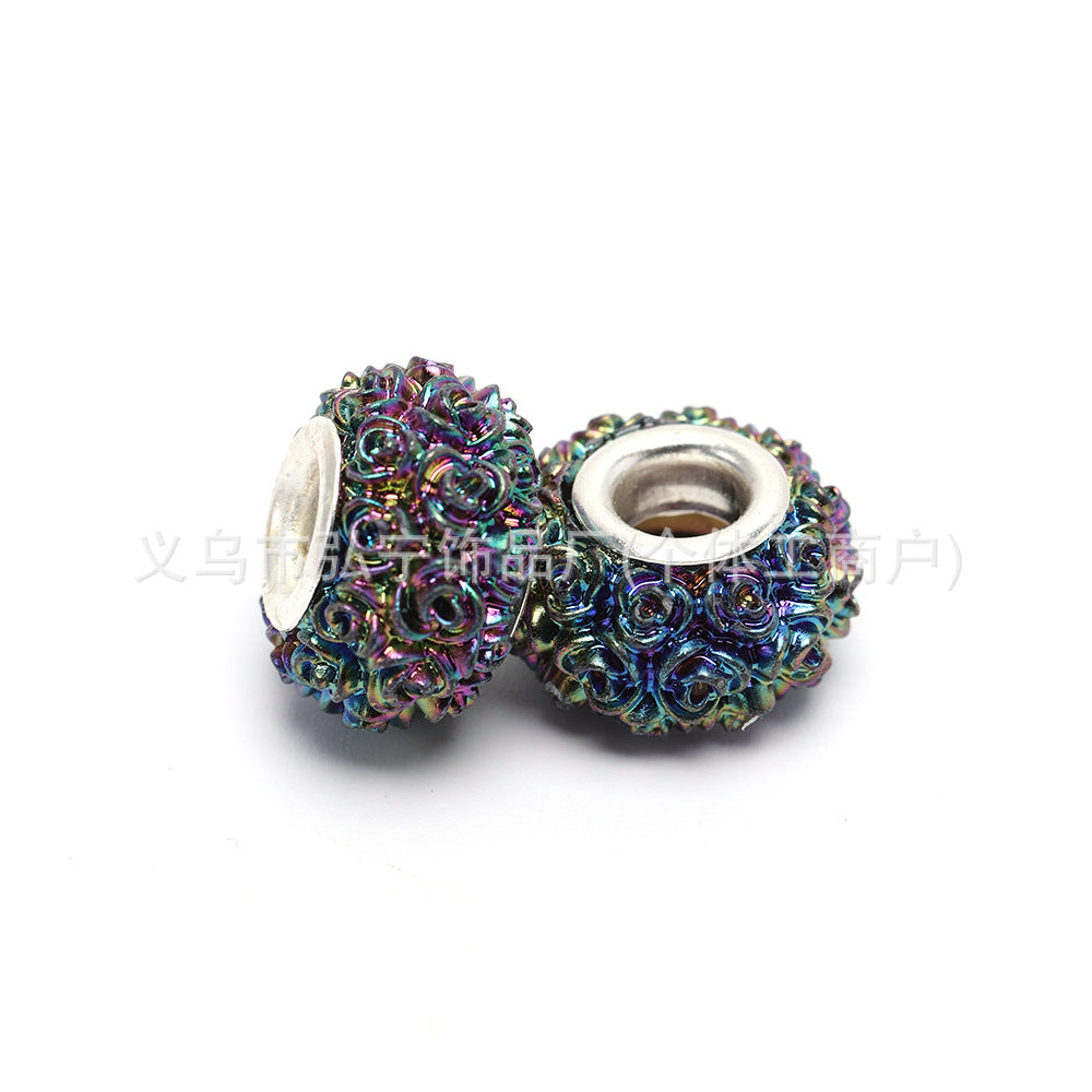 Wholesale 100pcs Eternal Flower Colorful AB Resin DIY Beads
