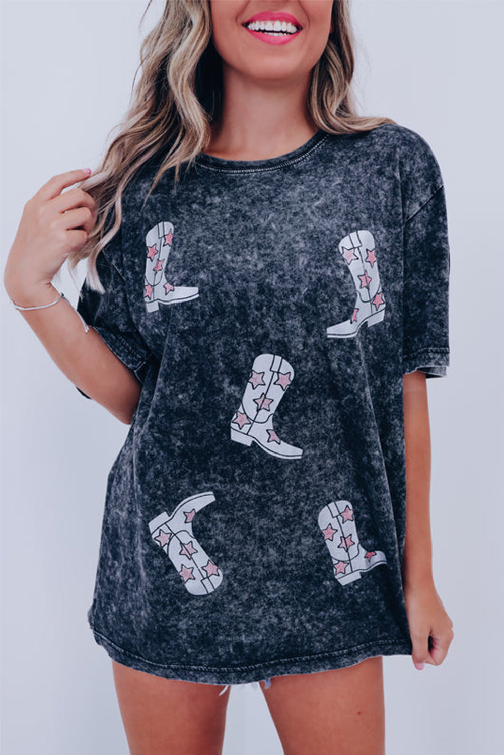 Wholesale Vintage Washed Pullover Thin Shoes Printed Short Sleeves