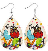 Wholesale Wooden Printed Earrings for Teachers' Day and Graduation Season
