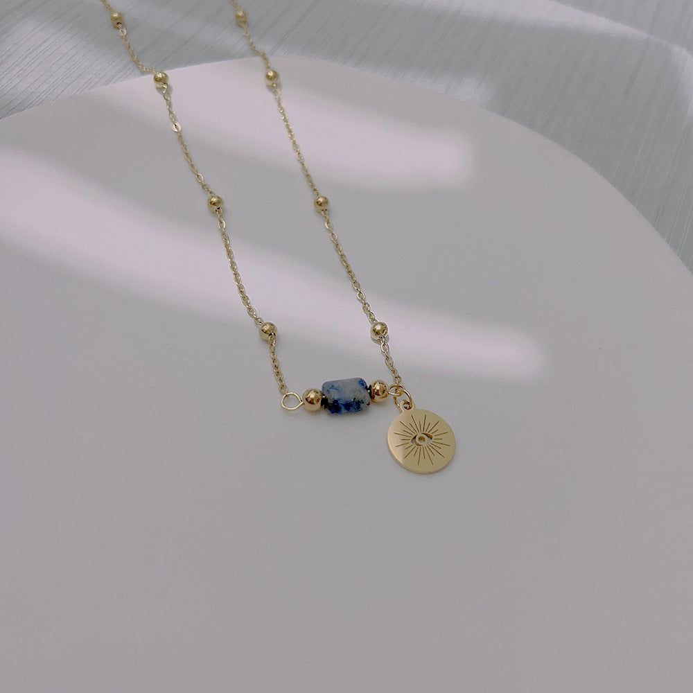 Wholesale Sun Cobra Natural Stone Titanium Steel Necklace Clavicle Chain